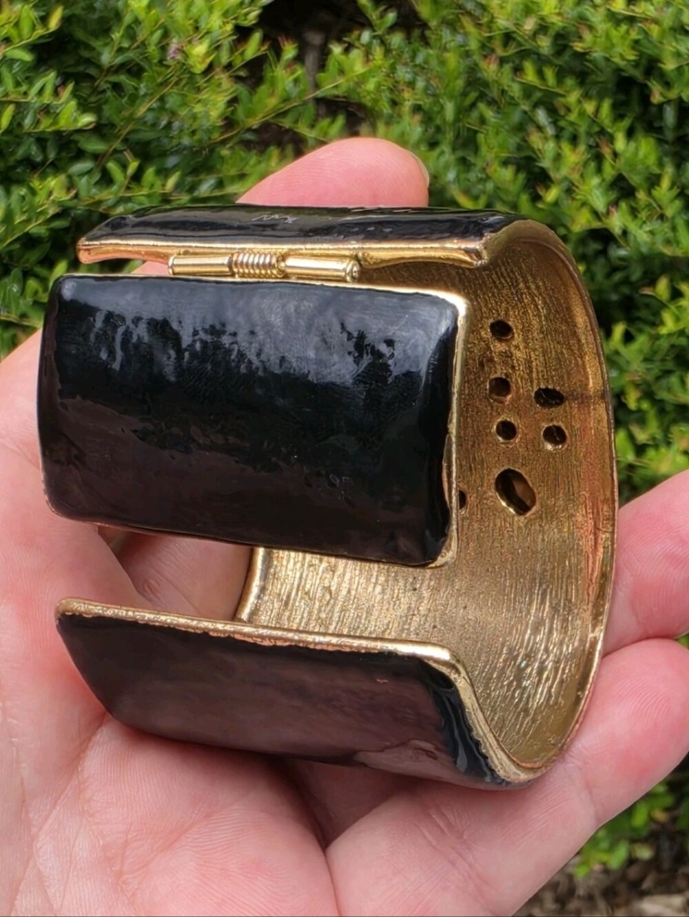Vintage Kenneth Jay Lane KJL Maltese Cross Bracelet Signed Cuff Bullet Cabochon - Picture 7 of 16